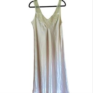 Lord & Taylor White Beaded‎ Slip Dress